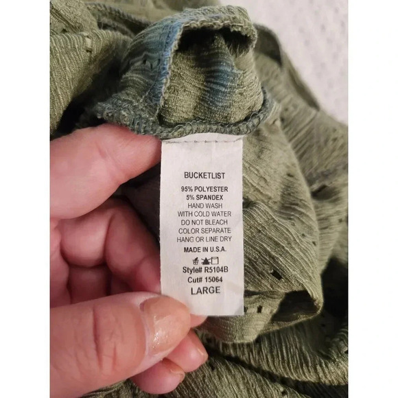 NWT BUCKETLIST Suspender Pants in Olive Lace Eyelet Wide Leg Overalls - Picture 7 of 9